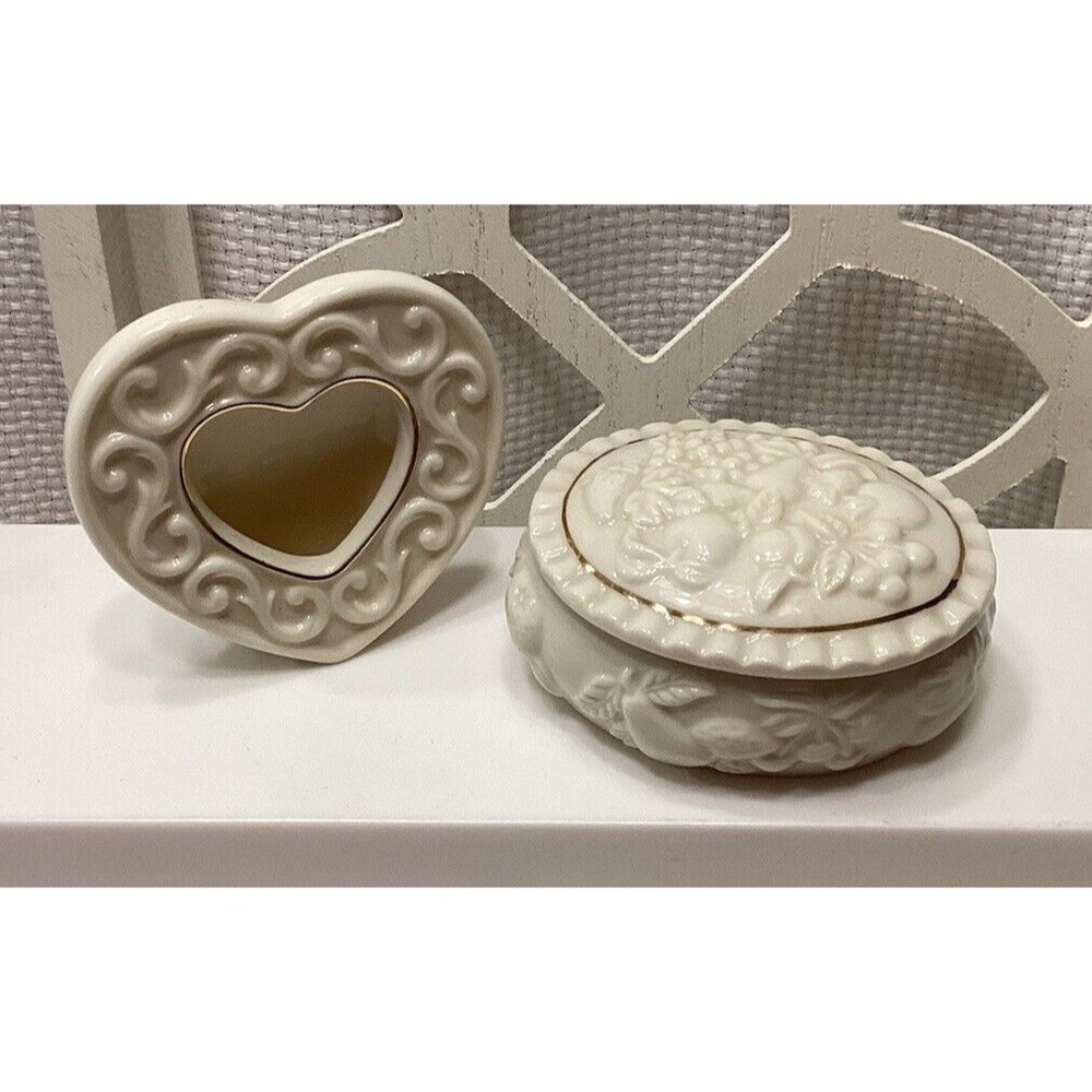 Lenox Porcelain Fruits of Life Small Trinket Box With Lid & Mini Picture Frame